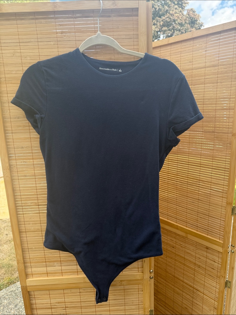 Abercrombie & Fitch Black Short-Sleeve Crew Bodysuit